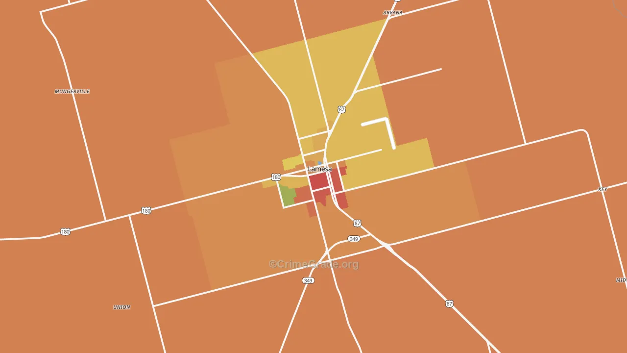 Lamesa, TX Map of Burglary Rates