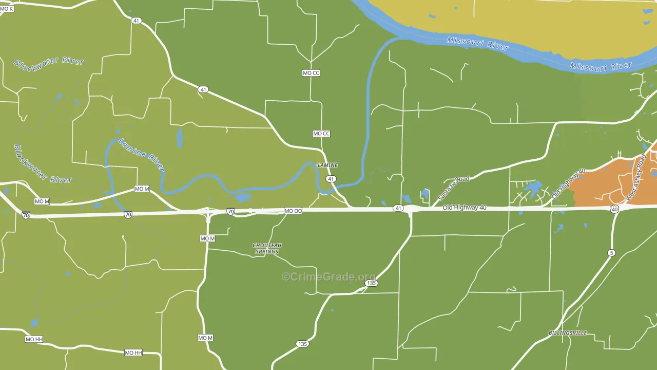Lamine, MO Map of Burglary Rates