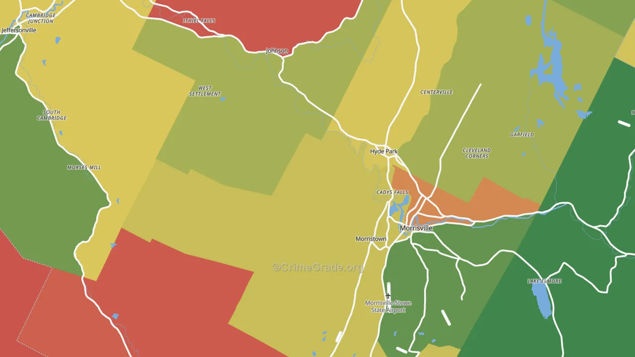 Lamoille County, VT Map of Burglary Rates