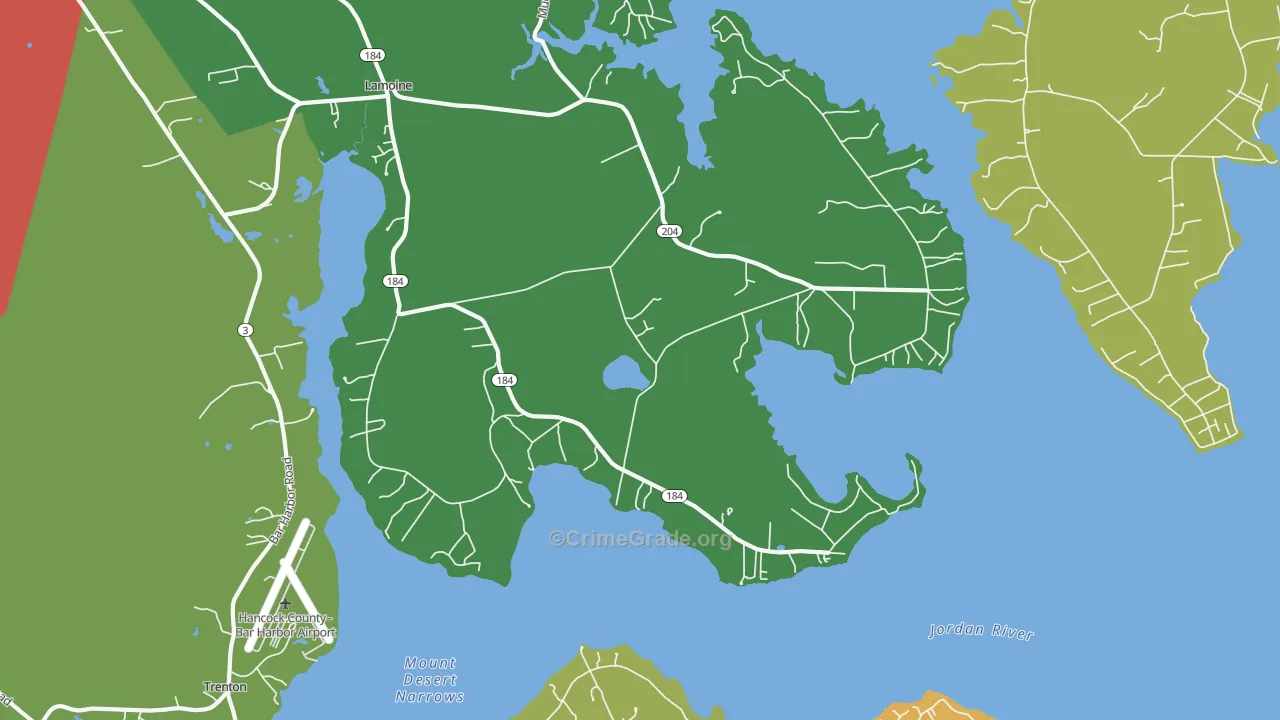 Lamoine, ME Map of Burglary Rates
