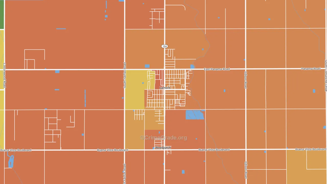 Lamont, CA Map of Burglary Rates