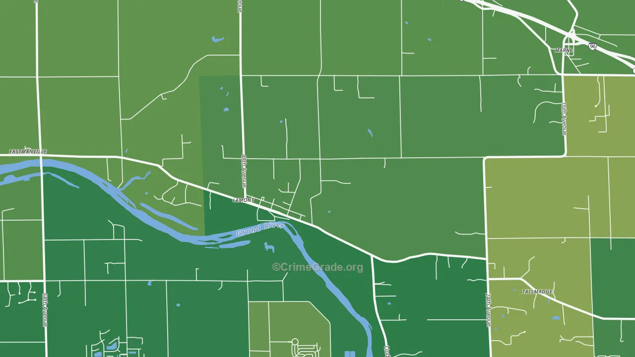 Lamont, MI Map of Burglary Rates
