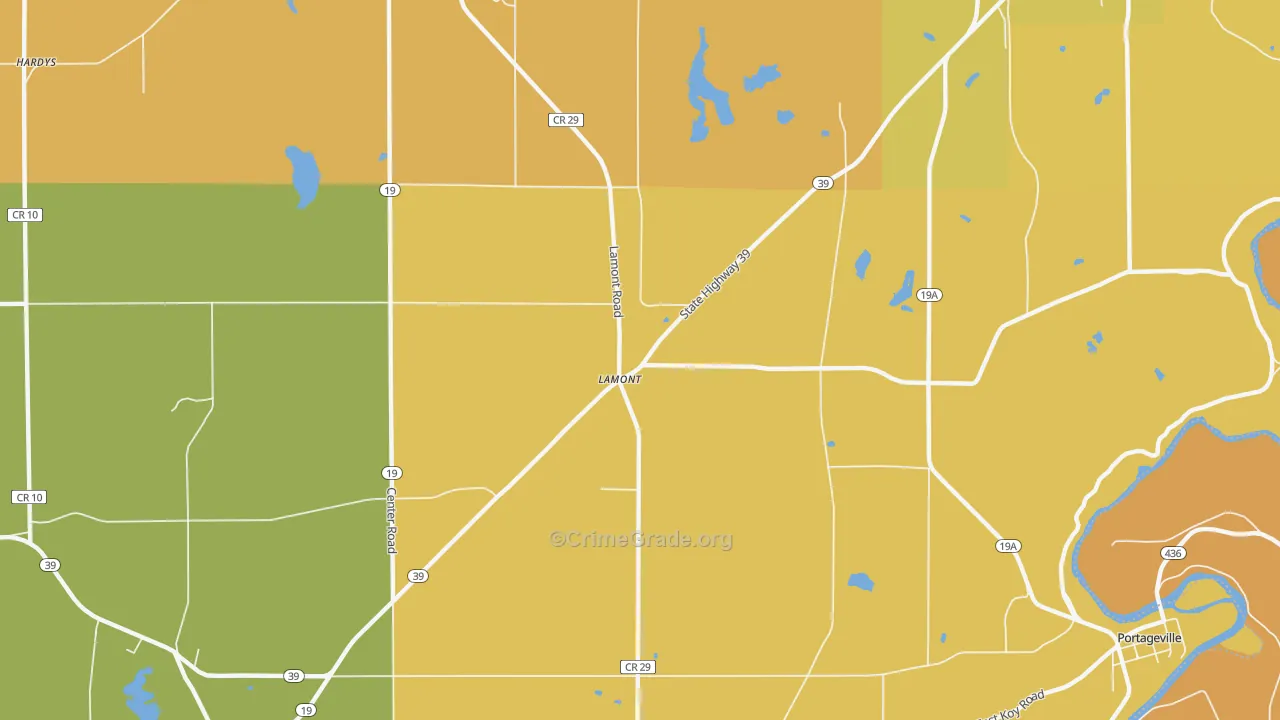 Lamont, NY Map of Burglary Rates