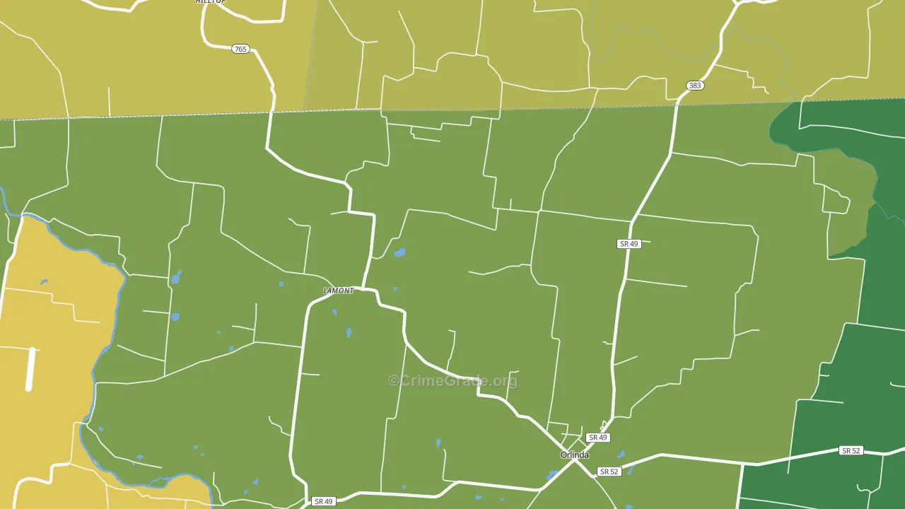 Lamont, TN Map of Burglary Rates