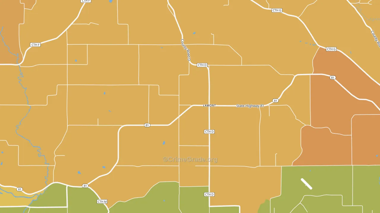 Lamont, WI Map of Burglary Rates