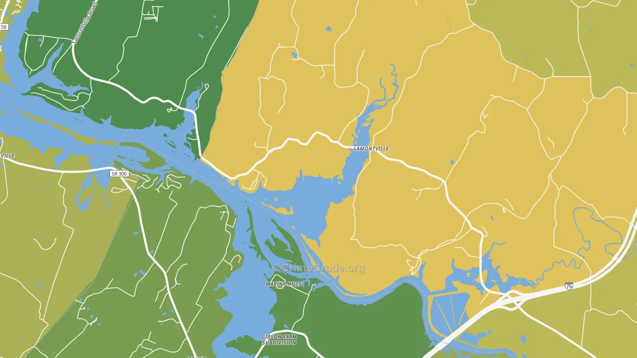 Lamontville, TN Map of Burglary Rates