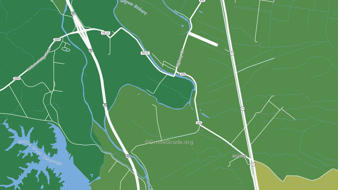 Lamourie, LA Map of Burglary Rates