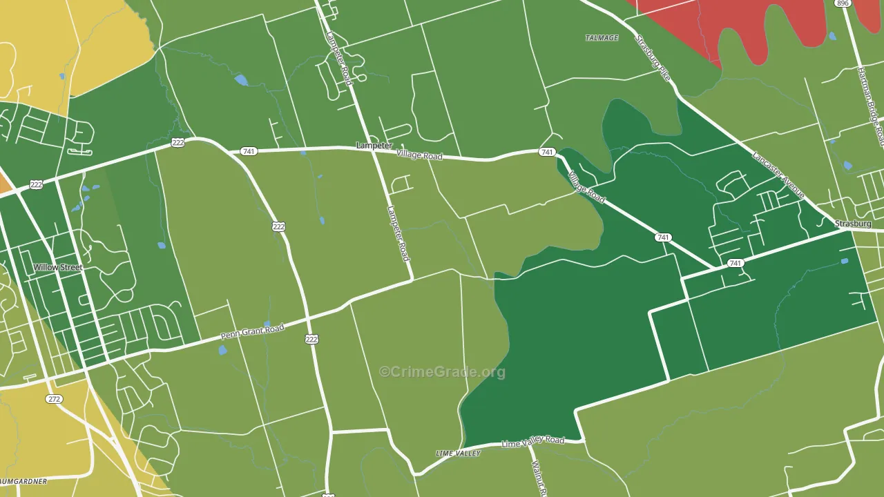 Lampeter, PA Map of Burglary Rates