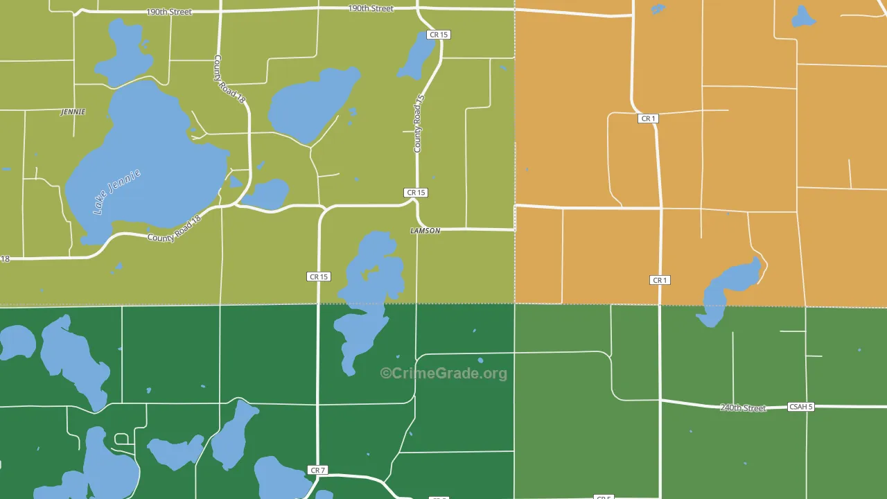 Lamson, MN Map of Burglary Rates