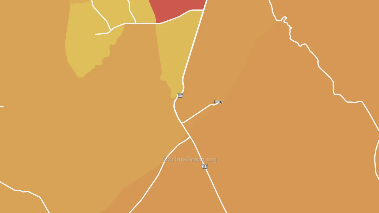 Lamy, NM Map of Burglary Rates