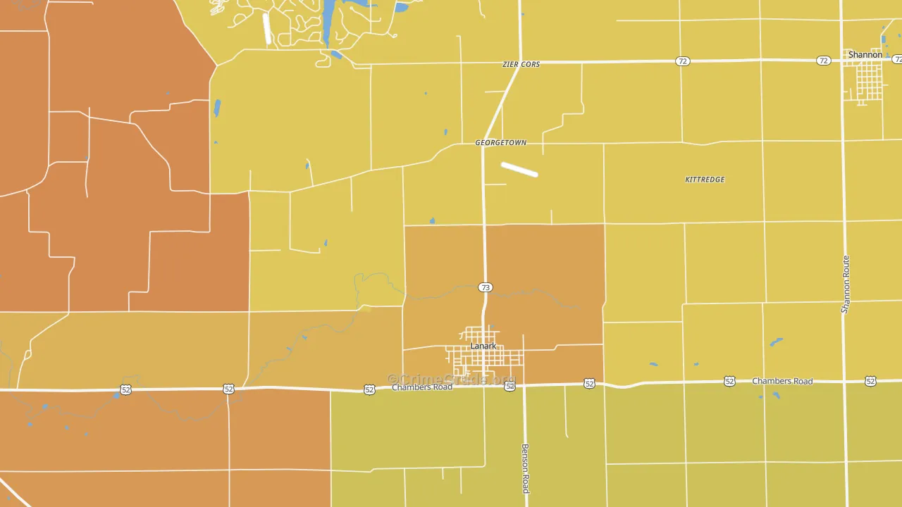 Lanark, IL Map of Burglary Rates