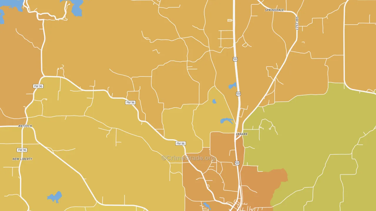 Lanark, TX Map of Burglary Rates