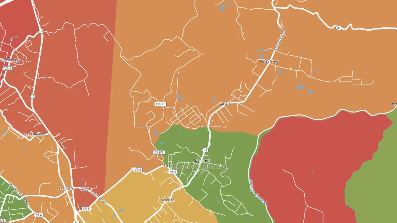 Lanark, WV Map of Burglary Rates