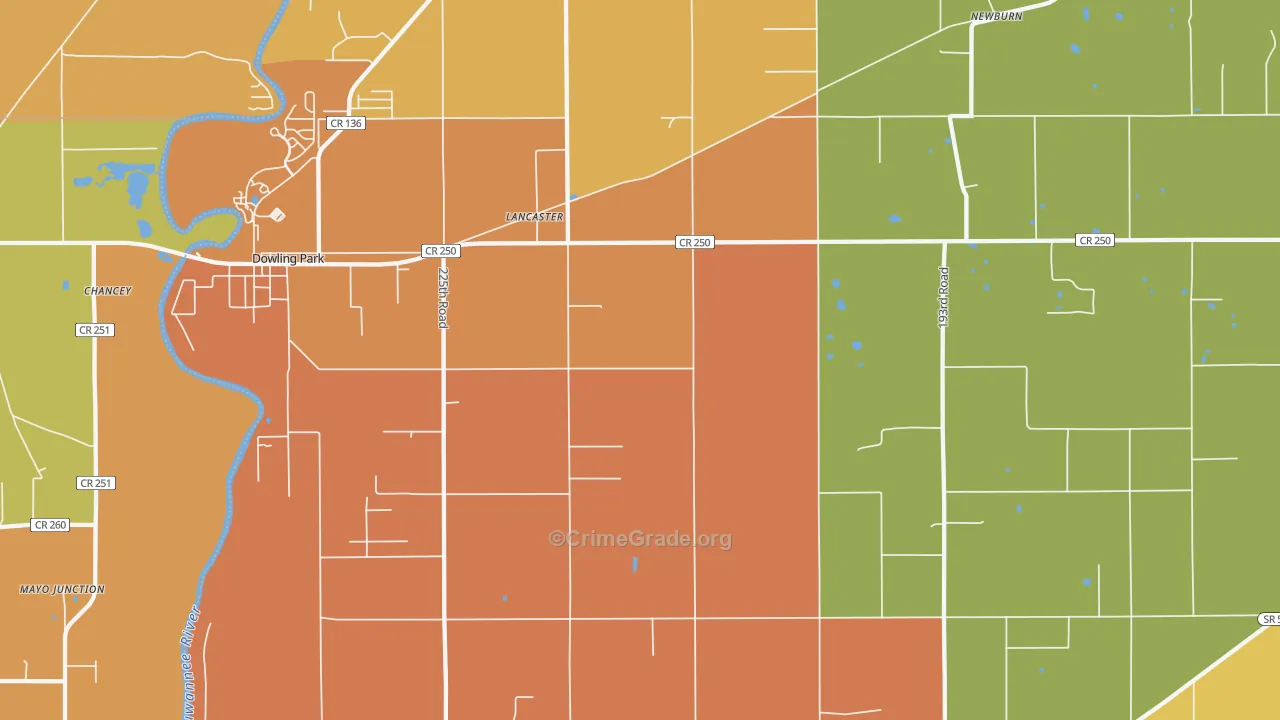 Lancaster, FL Map of Burglary Rates