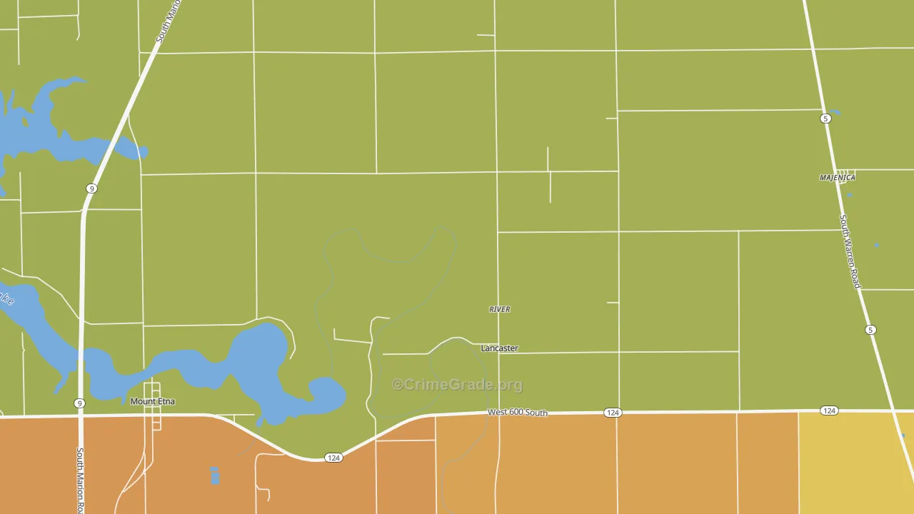 Lancaster, IN Map of Burglary Rates
