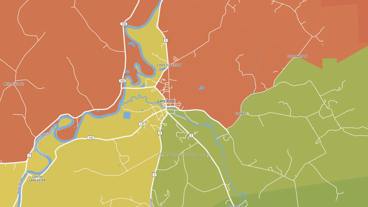 Lancaster, NH Map of Burglary Rates