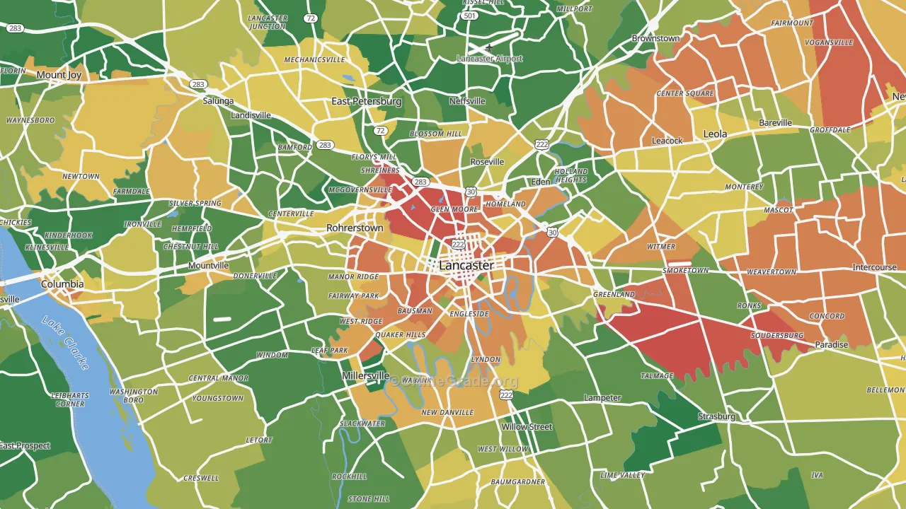 Lancaster, PA Map of Burglary Rates