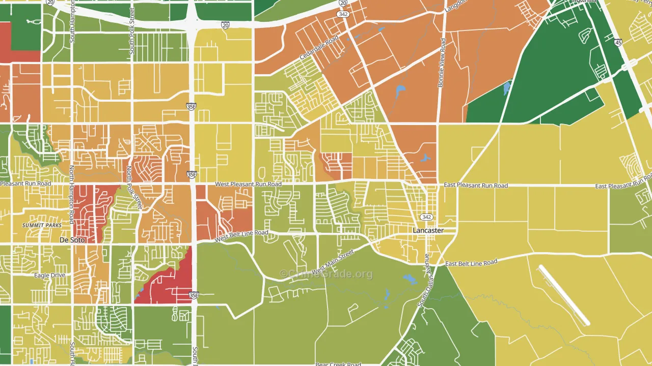 Lancaster, TX Map of Burglary Rates