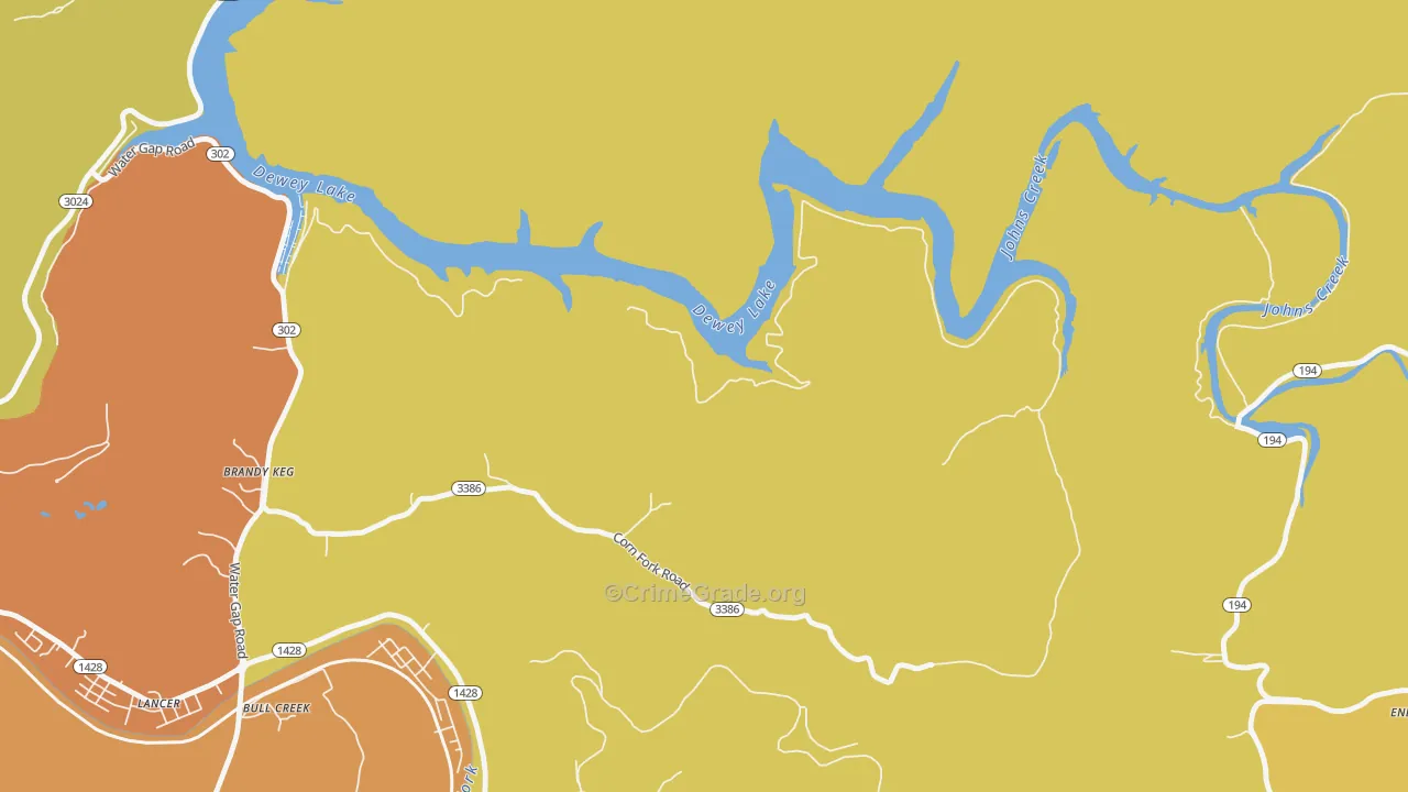 Lancer, KY Map of Burglary Rates