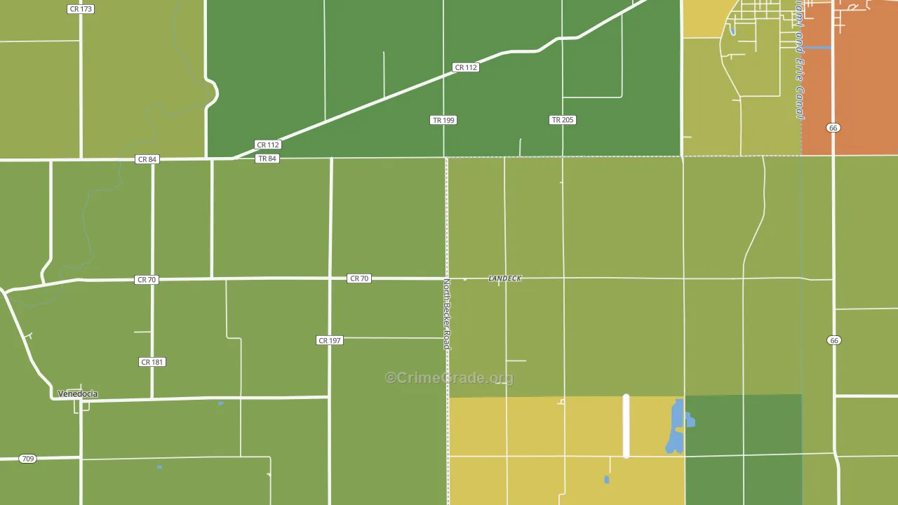 Landeck, OH Map of Burglary Rates
