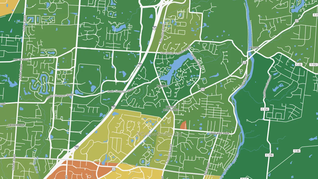 Landen, OH Map of Burglary Rates