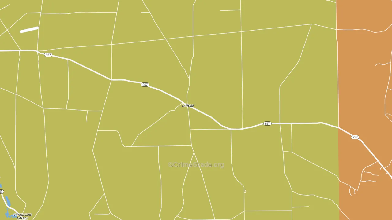 Lander, PA Map of Burglary Rates