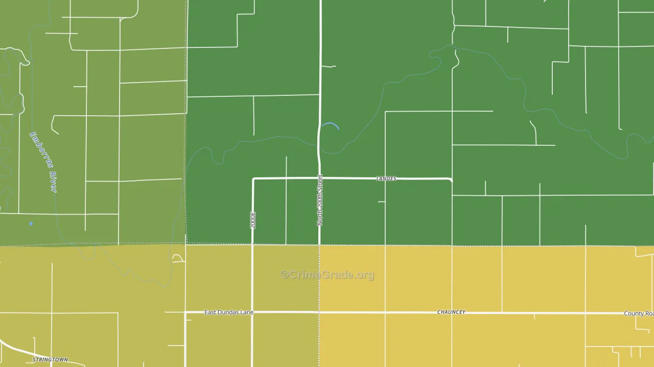 Landes, IL Map of Burglary Rates