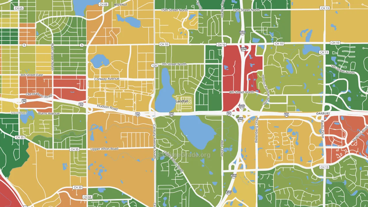 Landfall, MN Map of Burglary Rates