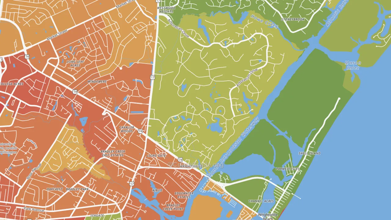 Landfall, Wilmington, NC Map of Burglary Rates