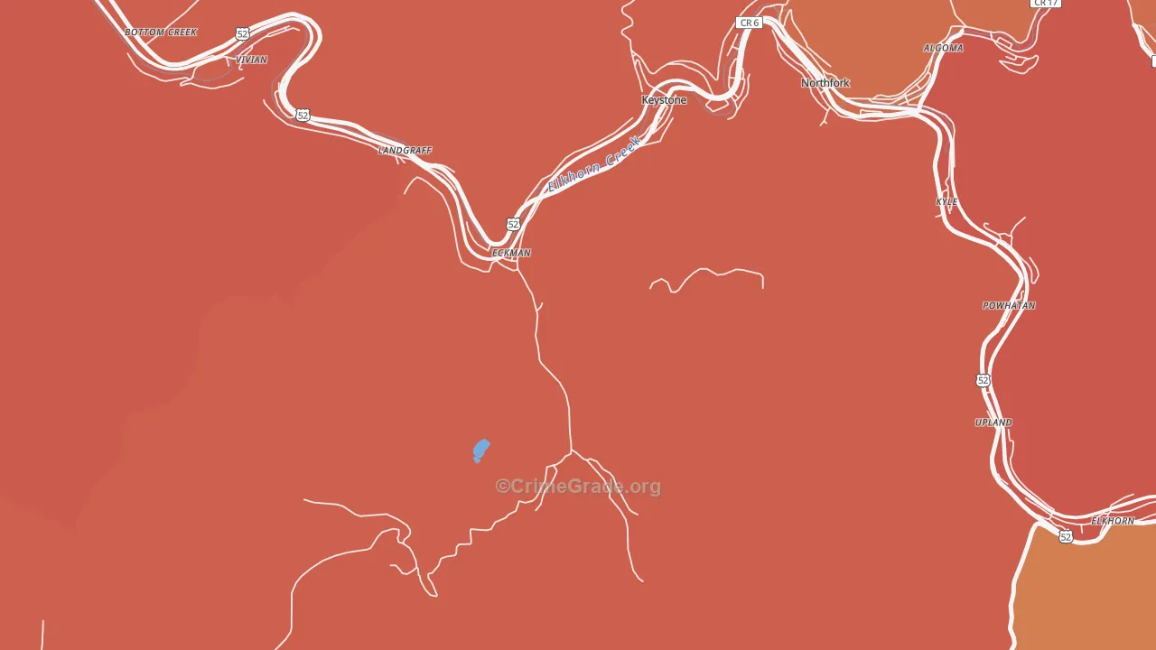 Landgraff, WV Map of Burglary Rates