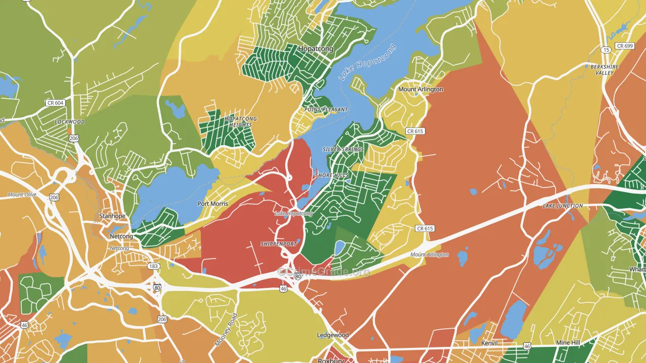 Landing, NJ Map of Burglary Rates