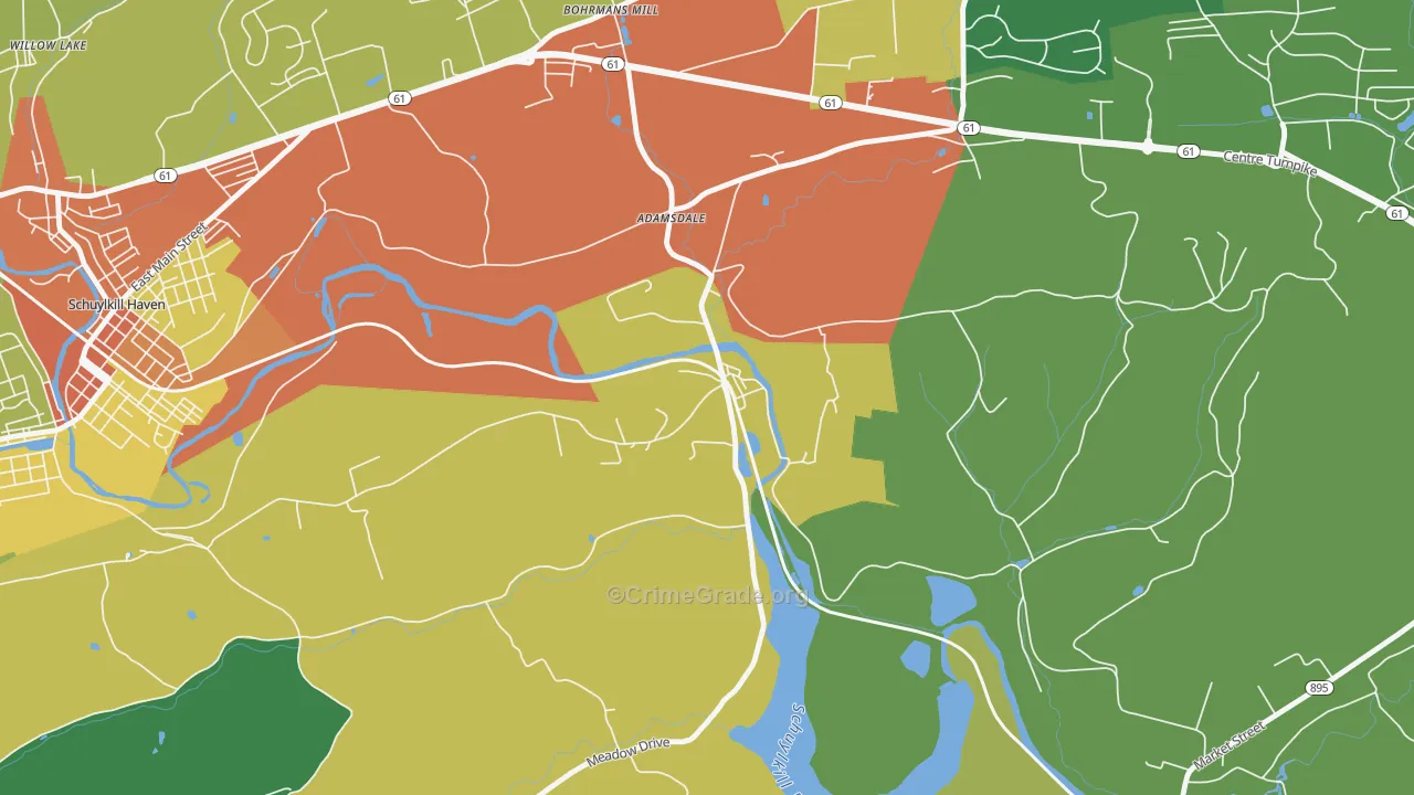 Landingville, PA Map of Burglary Rates