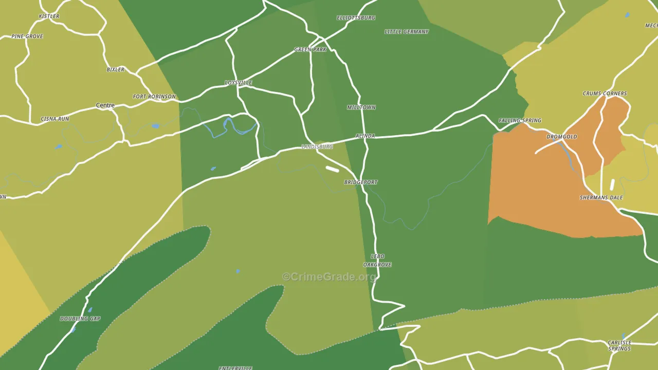 Landisburg, PA Map of Burglary Rates