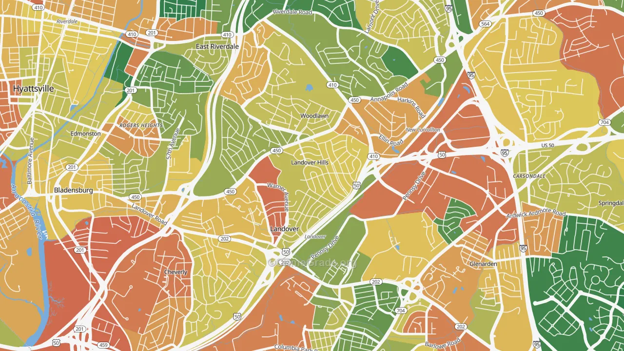 Landover Hills, MD Map of Burglary Rates