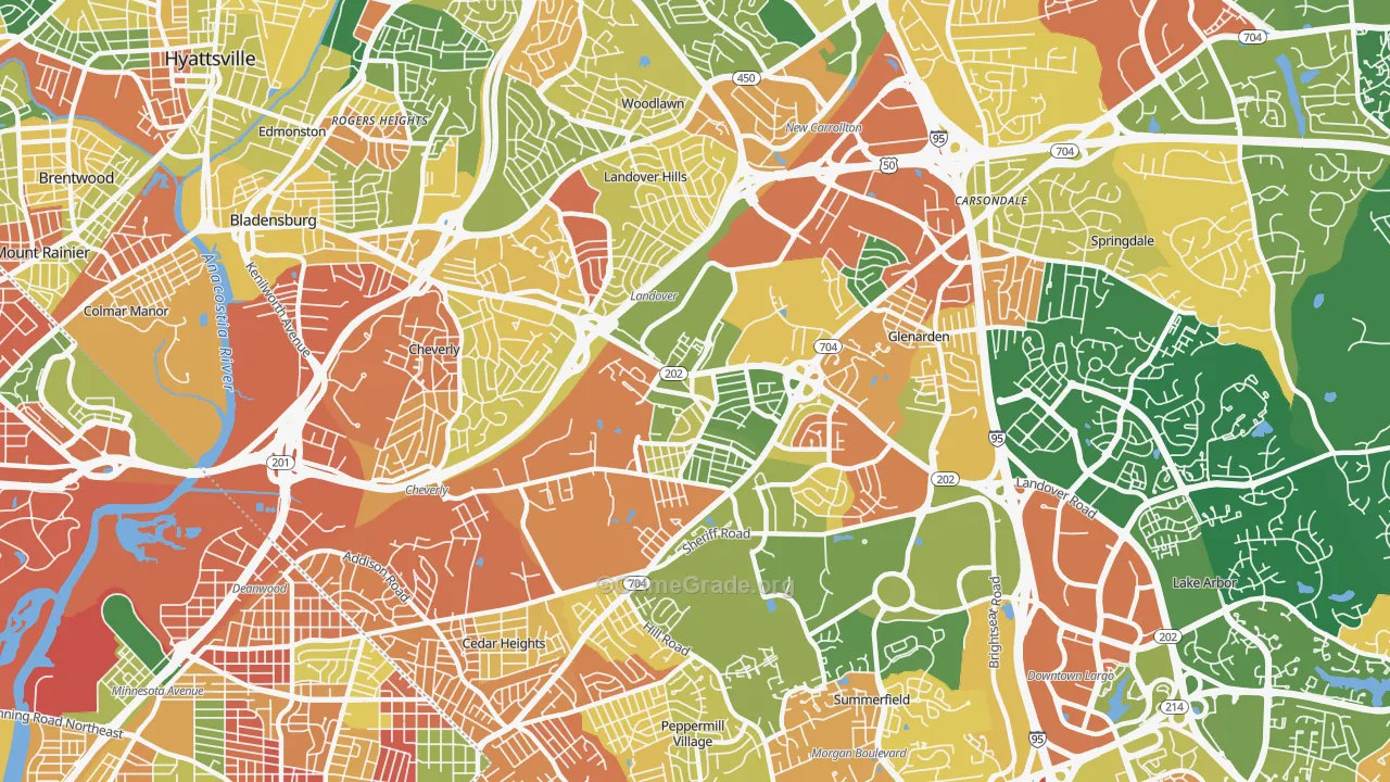Landover, MD Map of Burglary Rates