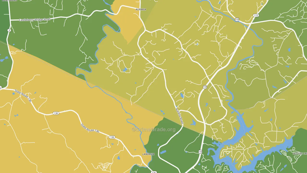 Landrum, GA Map of Burglary Rates