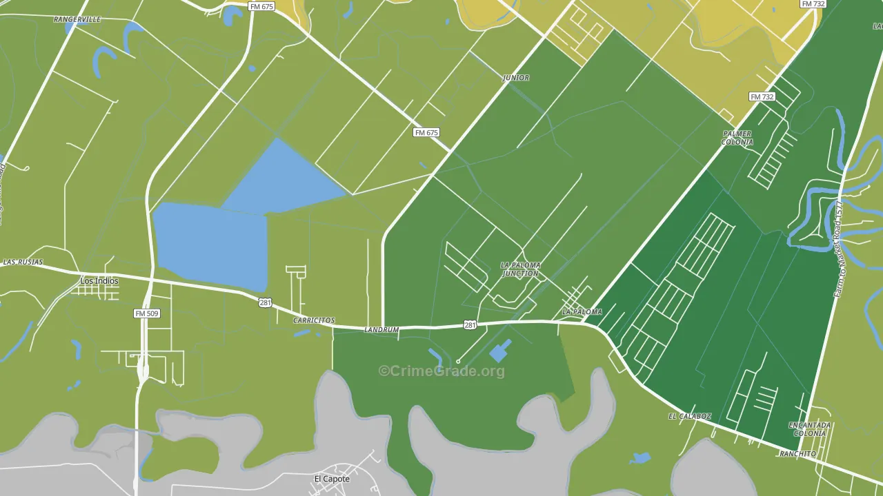 Landrum, TX Map of Burglary Rates