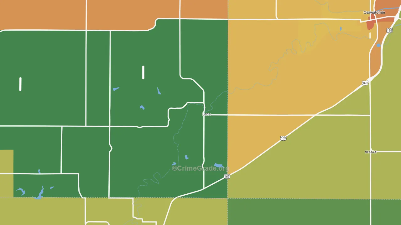 Lane, KS Map of Burglary Rates