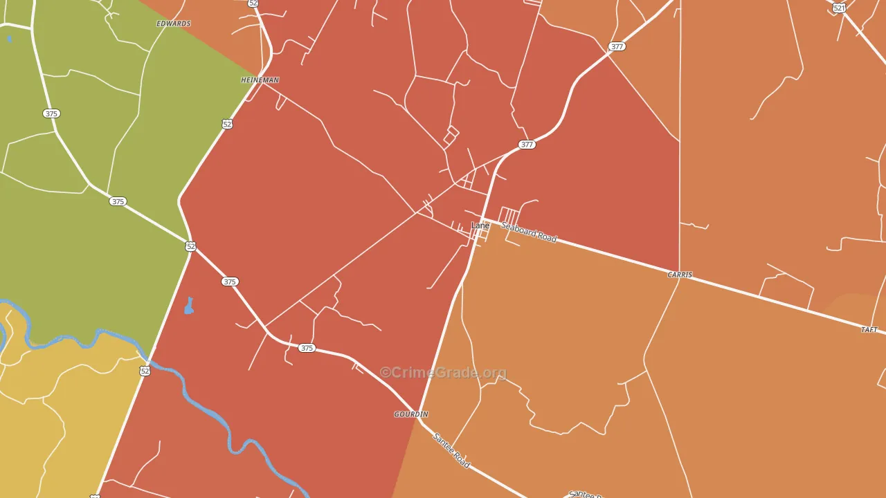 Lane, SC Map of Burglary Rates