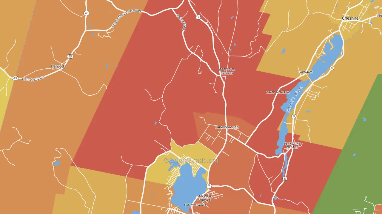 Lanesboro, MA Map of Burglary Rates