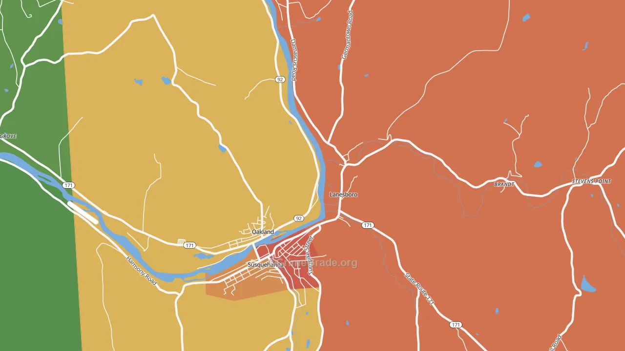 Lanesboro, PA Map of Burglary Rates