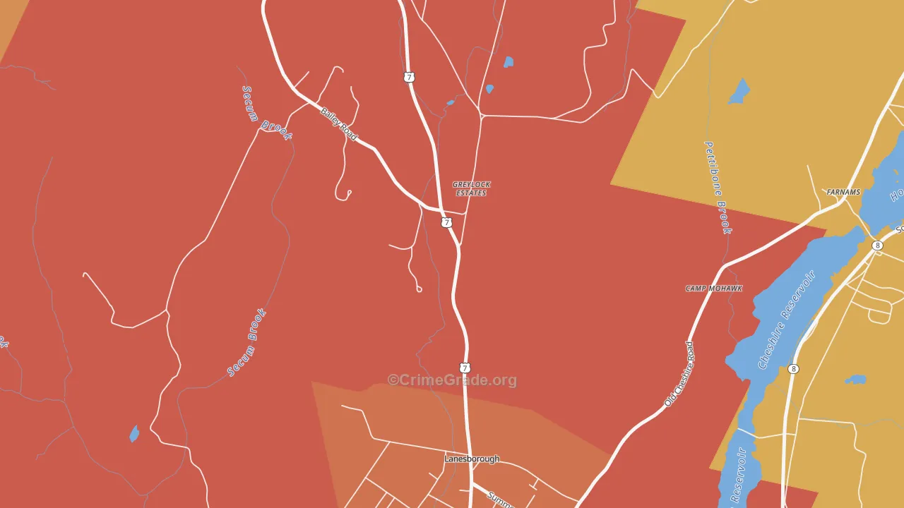 Lanesborough, MA Map of Burglary Rates