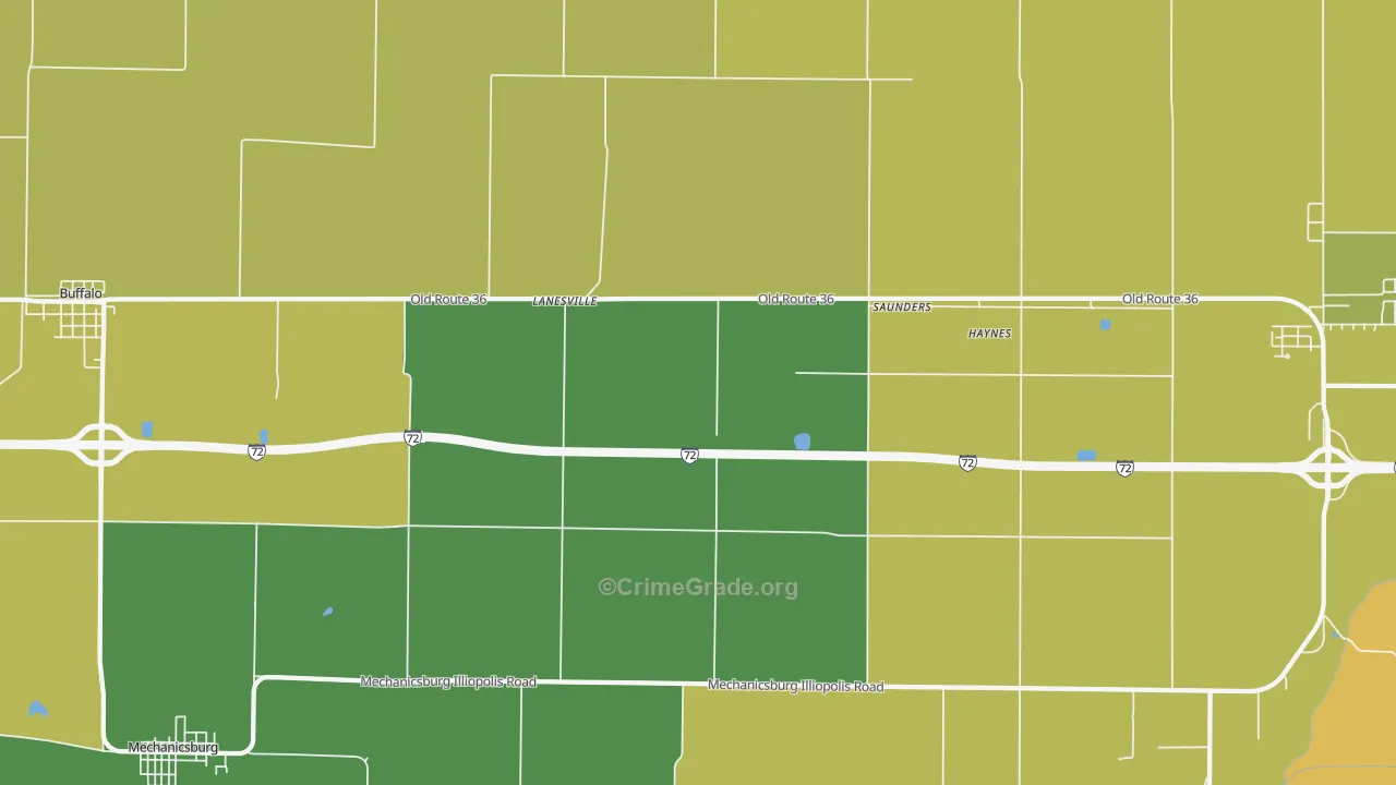Lanesville, IL Map of Burglary Rates