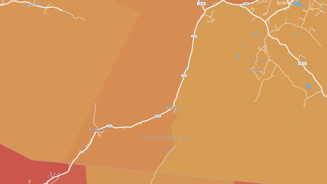Lanesville, NY Map of Burglary Rates