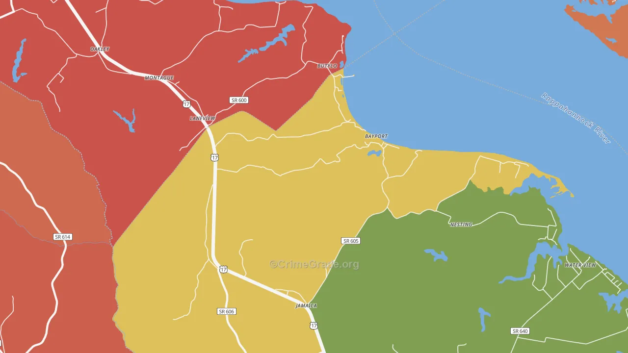 Laneview, VA Map of Burglary Rates