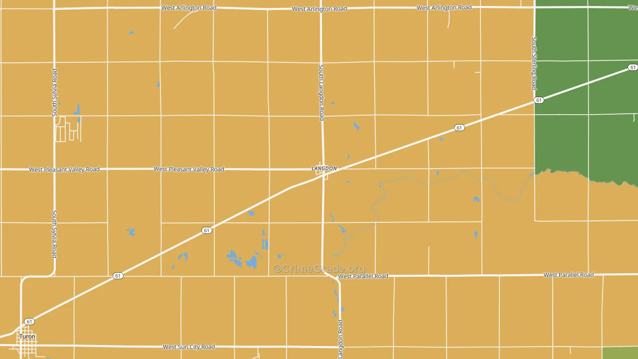 Langdon, KS Map of Burglary Rates