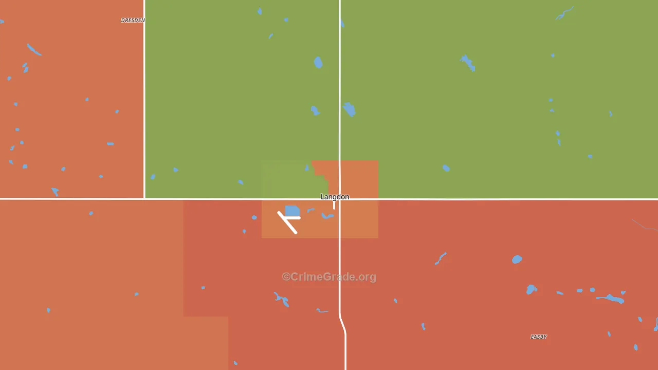 Langdon, ND Map of Burglary Rates