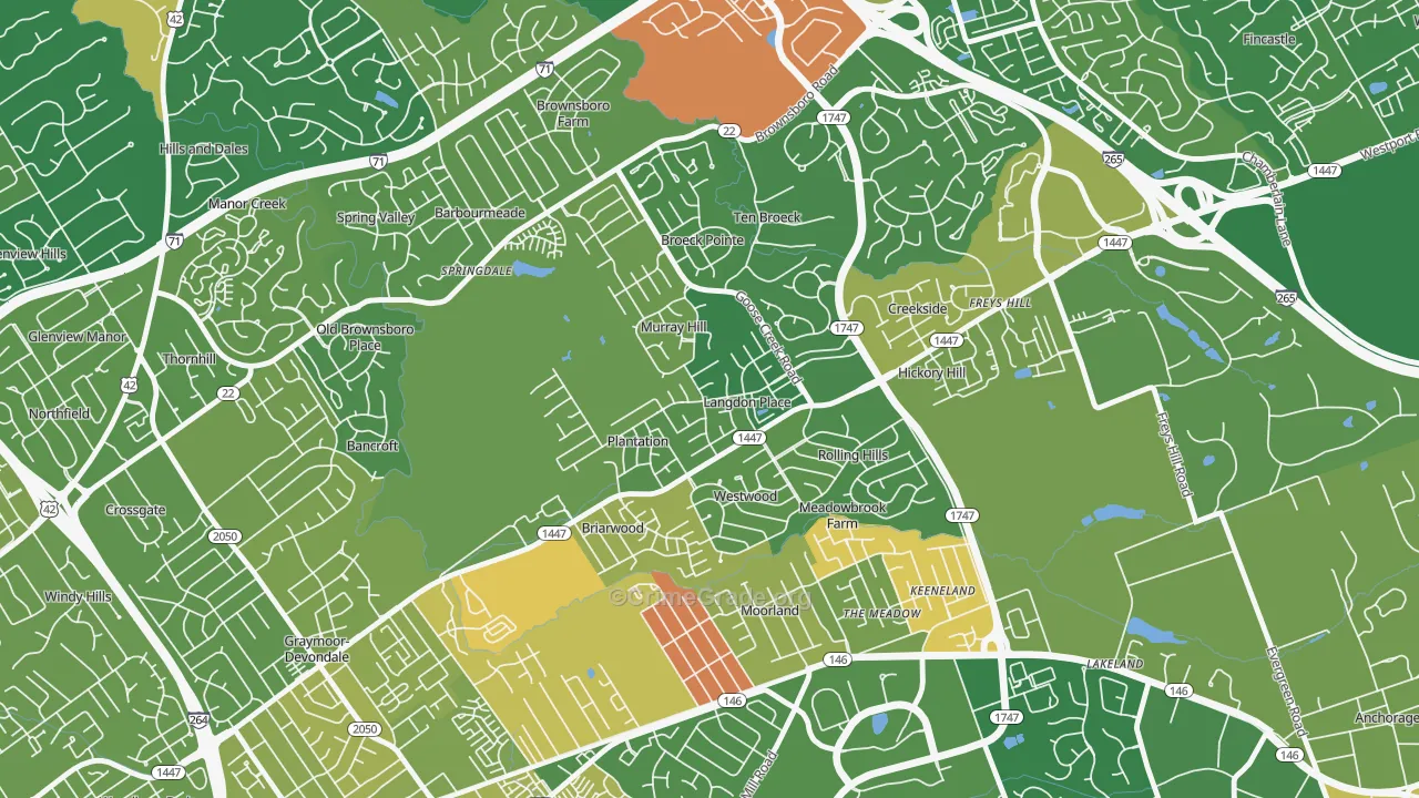 Langdon Place, KY Map of Burglary Rates