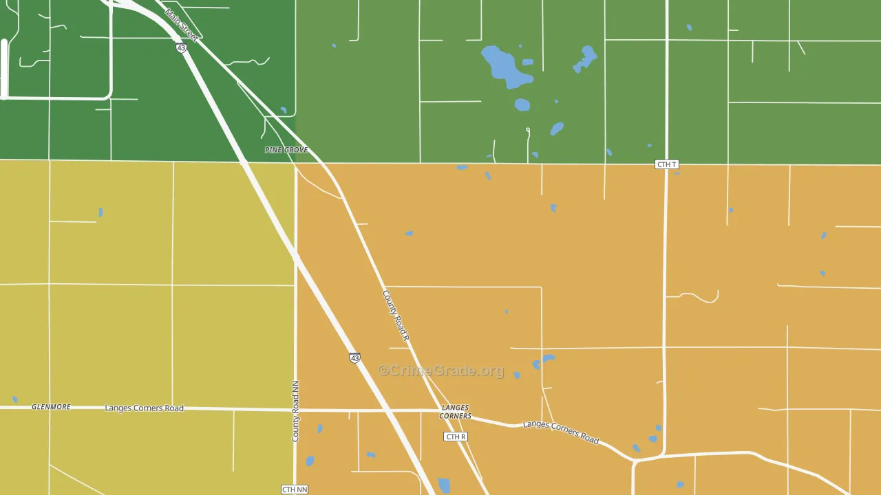 Langes Corners, WI Map of Burglary Rates