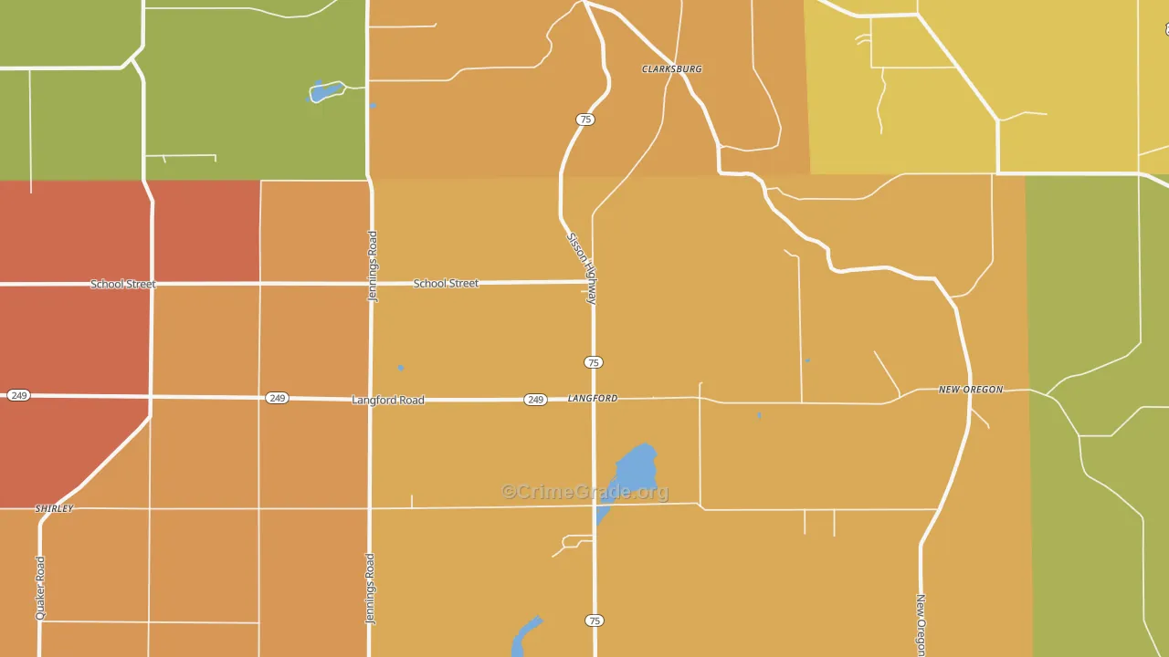 Langford, NY Map of Burglary Rates